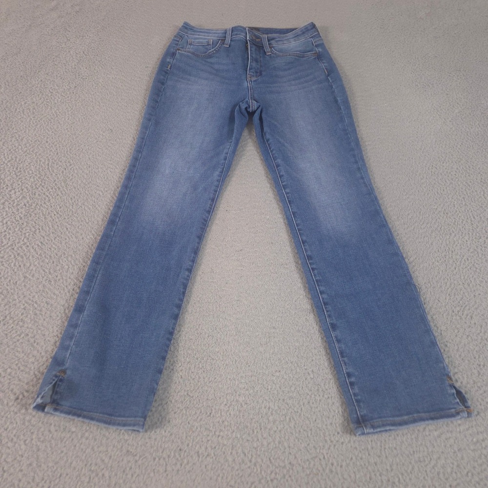 NYDJ Jeans Womens 2 Blue Sheri Slim Denim Lift Tuck Ankle Slit Stretch Pants